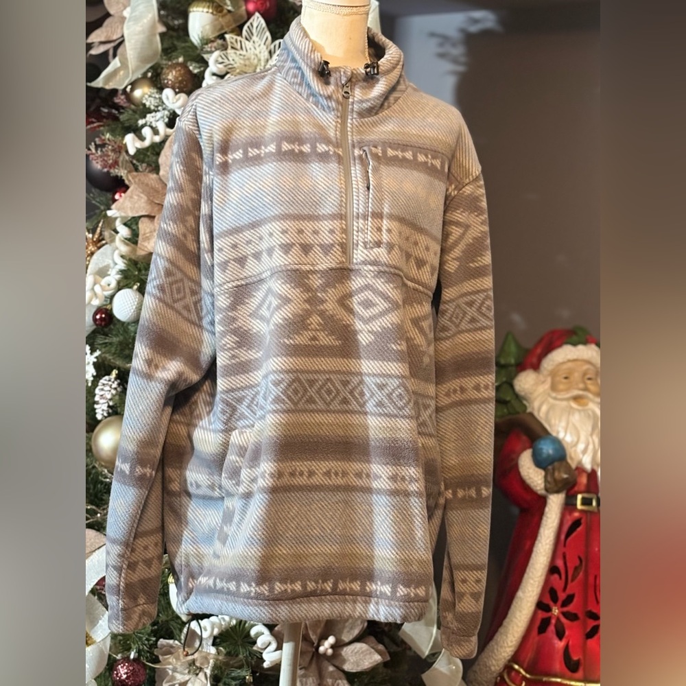 Billabong Men's Gray and Cream Zip Up Pullover/Fleece - Picture 2 of 5